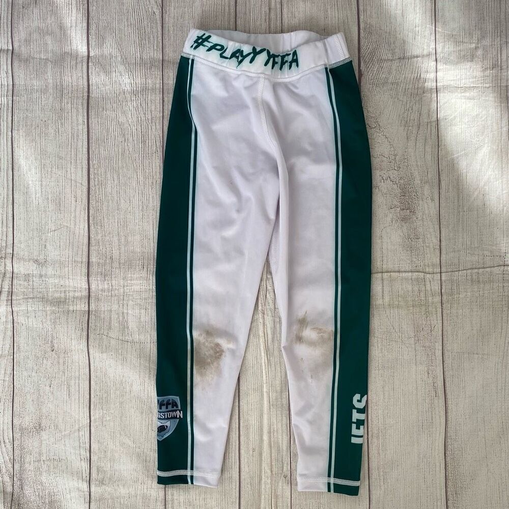 New York Jets youth boys S athletic compression leggings white/green